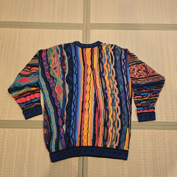 VTG COOGI Australia Multicolor 3D Textured Chunky Knit 90s Biggie Sweater Large - Picture 2 of 11